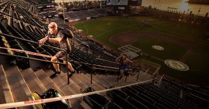 Spartan Stadion racer on stadium stairs