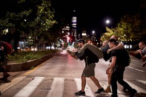 GORUCK team rucking at night during the Tough Challenge