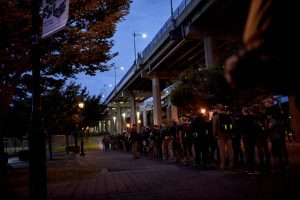 Ruckers on a night trail ruck during The Underground Ruck Cleveland