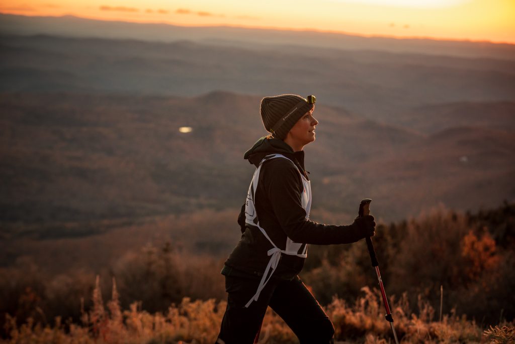 A 29029 Everesting participant hiking at Stratton Mountain, Vermont