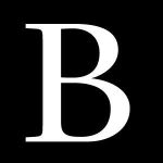 Blackstone logo, a white serif letter B on a black square