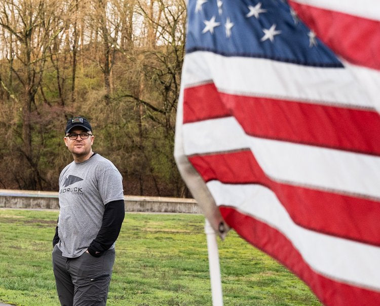 GORUCK cadre member Chris Pertillo in GORUCK t-shirt and cap