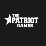 The Patriot Games logo - the words THE PATRIOT GAMES in white stencil type on a dark background